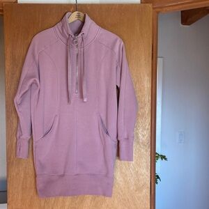 Athleta Cozy Karma 1/4 Zip Fleece Tunic Sweatshirt Dress oversized EUC